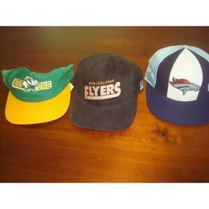 3PCT LOT NEW ERA AJD BRONCOS FLYERS N.D   90S SNAPBACK GOLF HAT CAP VINTAGE EE3